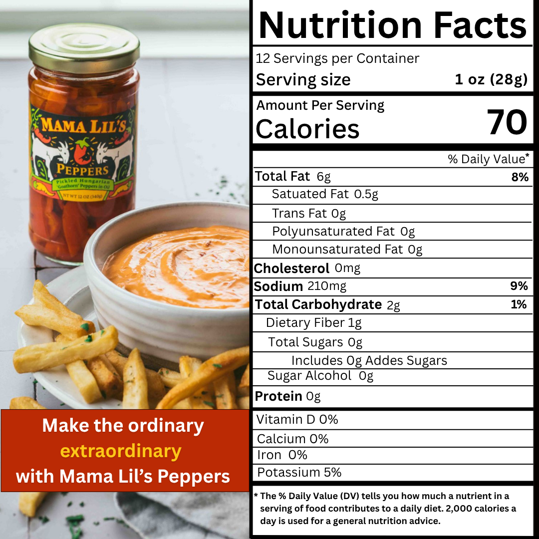 Mama Lil's Mildly Spicy Peppers in Oil (Original) - 12oz.